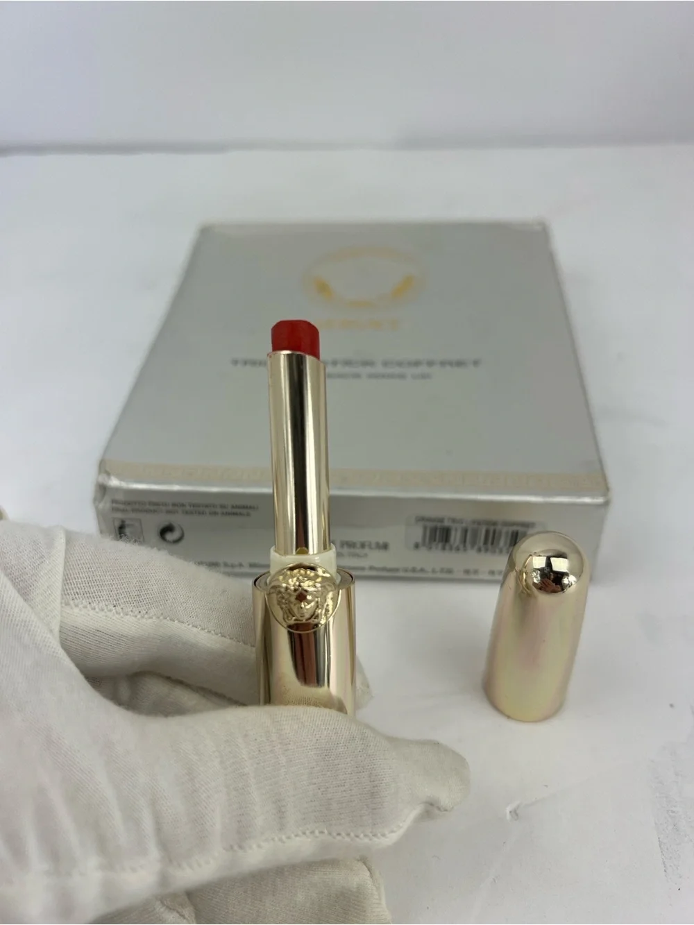 VERSACE TRÍO VINTAGE LIPSTICKS COFFRET SET WITH MEDUSA LOGO, IN GOLD COLOR